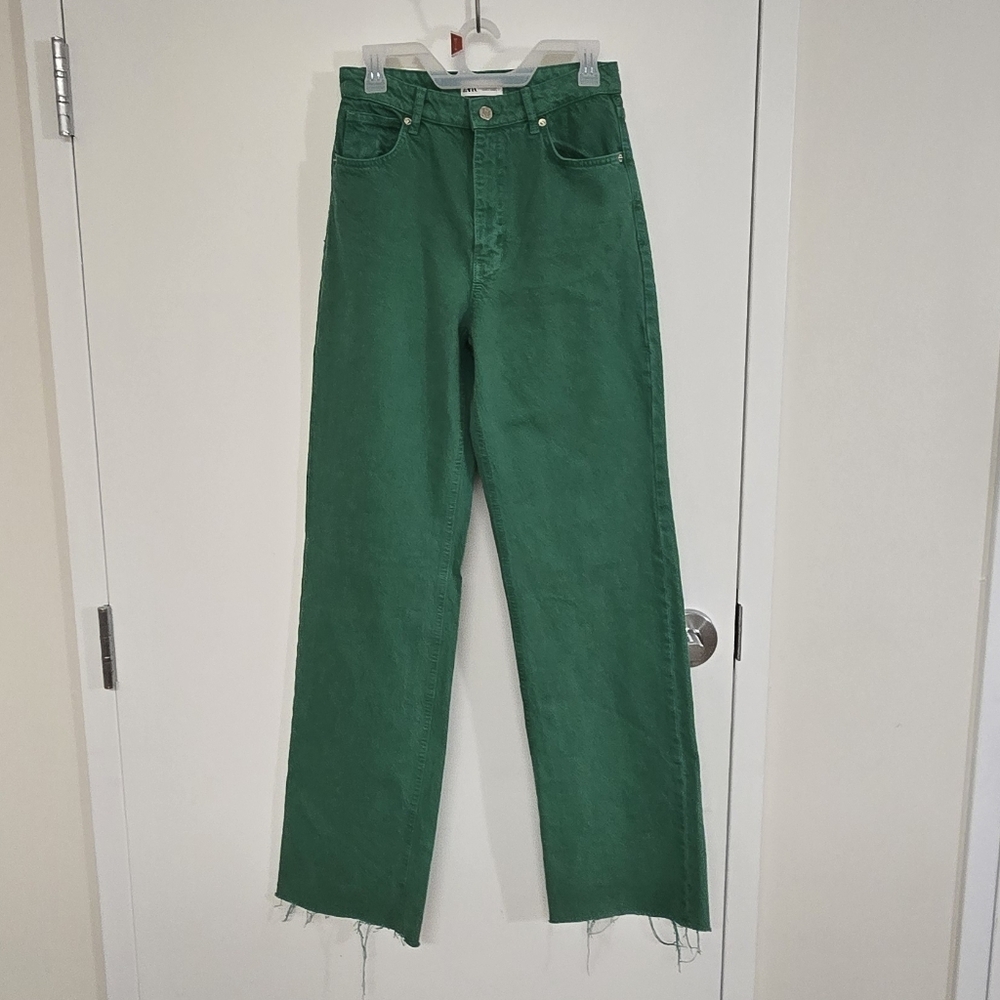 Zara Green Flare & Wide Leg Jeans